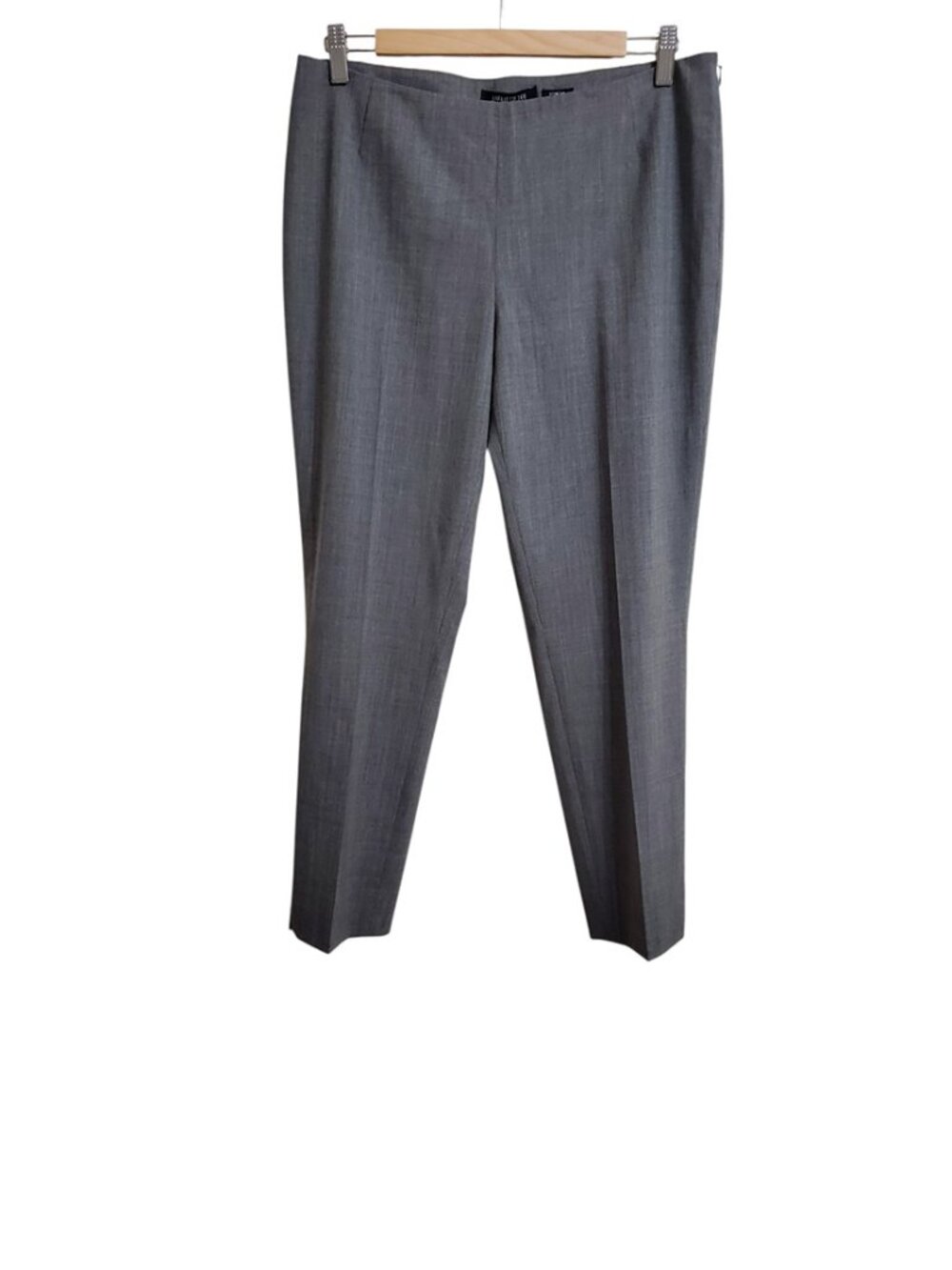 Lafayette 148 Womens Stanton Virgin Wool Pants 8 Nickel Gray Cropped Stretch